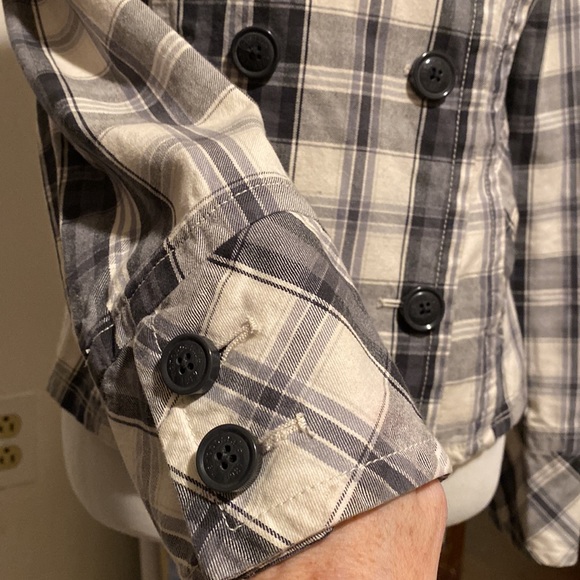 AEROPOSTALE plaid cotton jacket blazer. Gray and white. Front pockets. Size US M - Picture 4 of 10